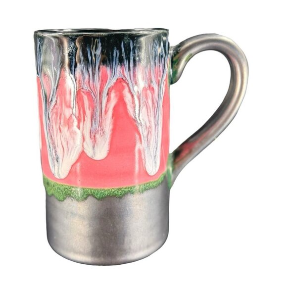 Studio Art Pottery Hand Made Single Drip Glaze Pottery Drinking Coffee Cup Mug - Picture 16 of 16